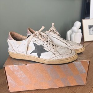 Golden Goose Ball Star Dark Green Star, Pink Heel